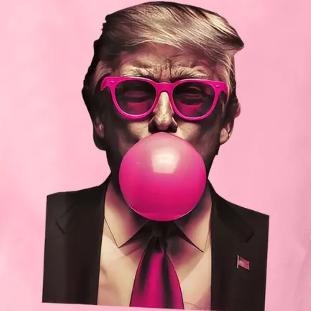 Bubble Blowing Trump  Crew Neck Men/Women’s T-Shirt and a Trump ornament